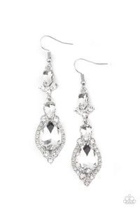 Fully Flauntable- White and Silver Earrings- Paparazzi Accessories