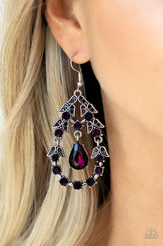 Garden Decorum- Purple and Silver Earrings- Paparazzi Accessories