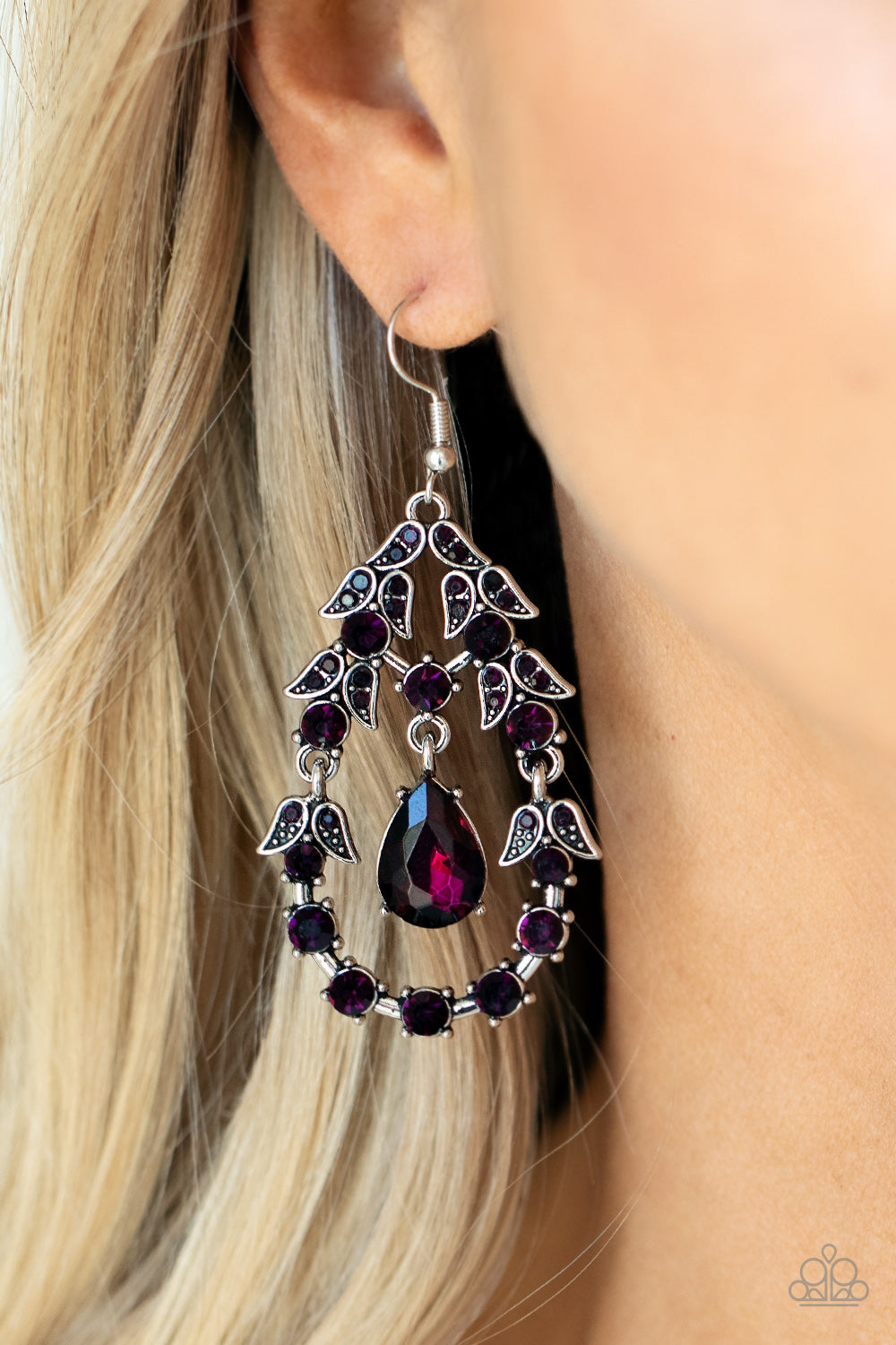 Garden Decorum- Purple and Silver Earrings- Paparazzi Accessories