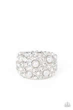 Load image into Gallery viewer, Gatsbys Girl- White and Silver Ring- Paparazzi Accessories