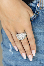 Load image into Gallery viewer, Gatsbys Girl- White and Silver Ring- Paparazzi Accessories