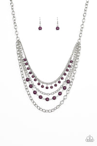 Ground Forces- Purple and Silver Necklace- Paparazzi Accessories