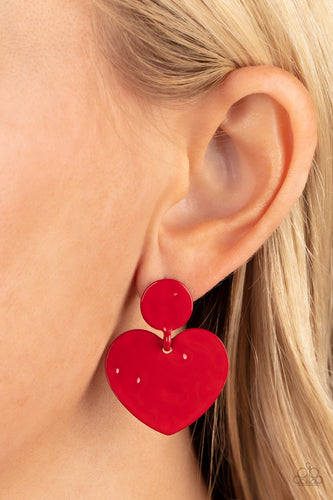 Just A Little Crush- Red Earrings- Paparazzi Accessories