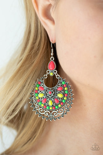 Laguna Leisure- Multicolored Silver Earrings- Paparazzi Accessories