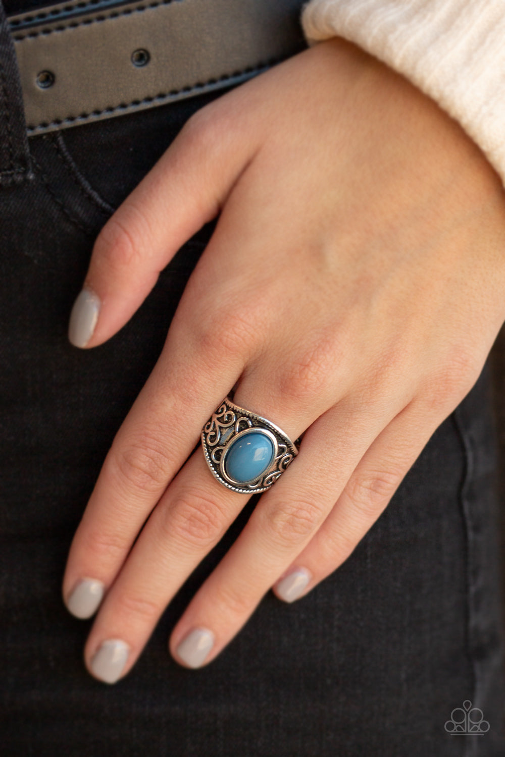 Let's Take It From The POP- Blue and Silver Ring- Paparazzi Accessories