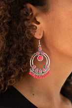 Load image into Gallery viewer, Palm Breeze- Pink and Silver Earrings- Paparazzi Accessories