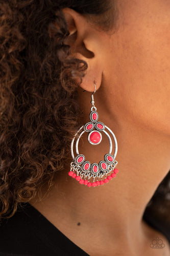 Palm Breeze- Pink and Silver Earrings- Paparazzi Accessories