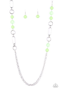 POP-ular Opinion- Green and Silver Necklace- Paparazzi Accessories