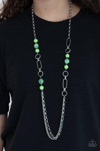 POP-ular Opinion- Green and Silver Necklace- Paparazzi Accessories