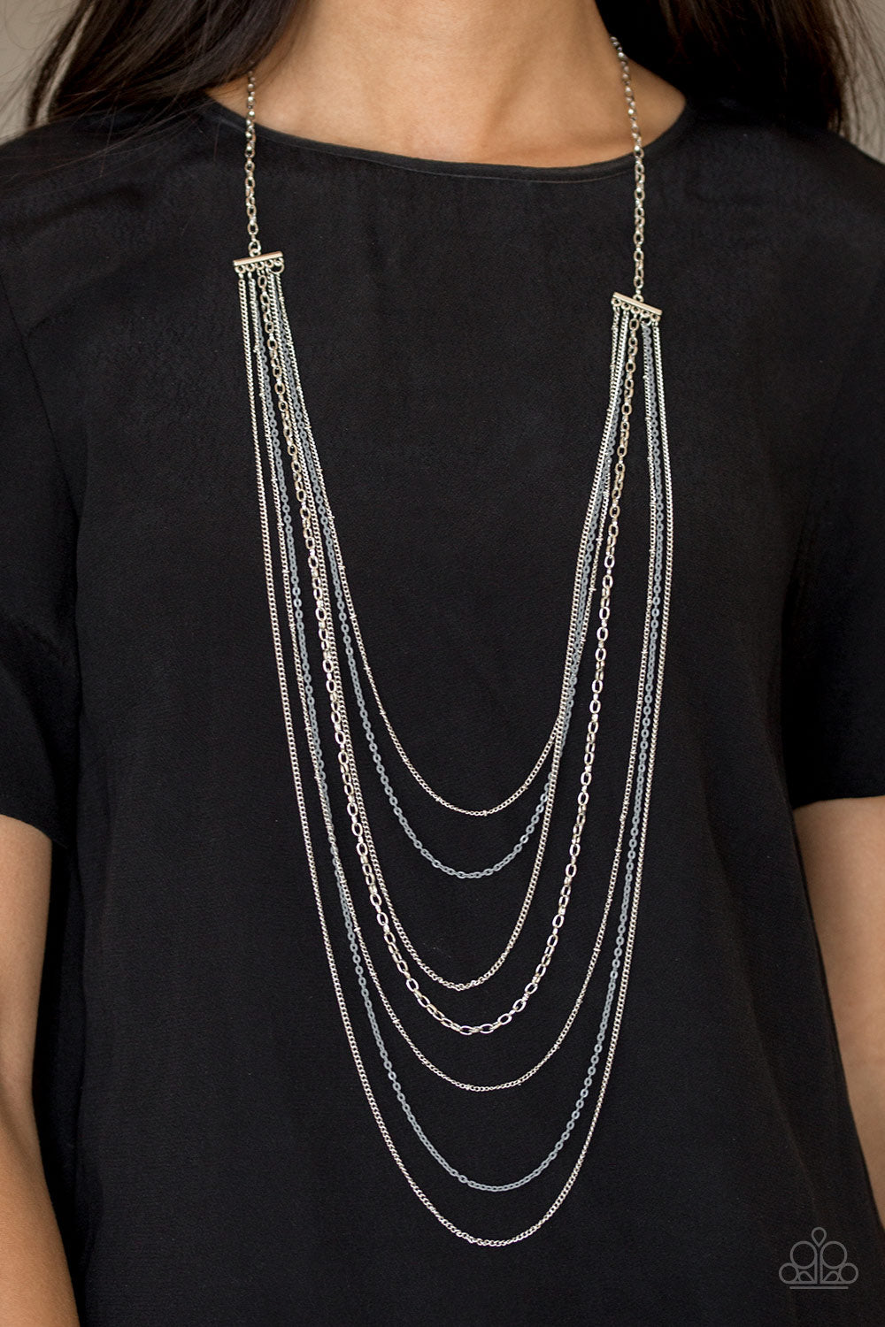 Radical Rainbows- Gray and Silver Necklace- Paparazzi Accessories