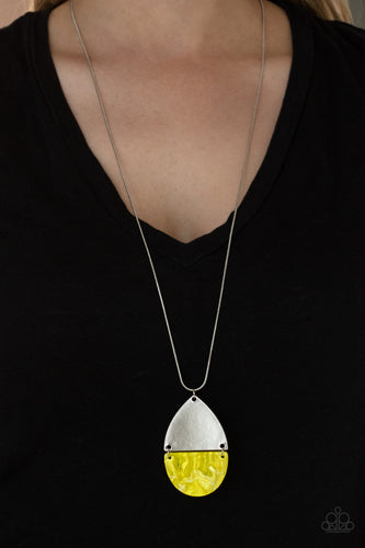 Rainbow Shores- Yellow and Silver Necklace- Paparazzi Accessories