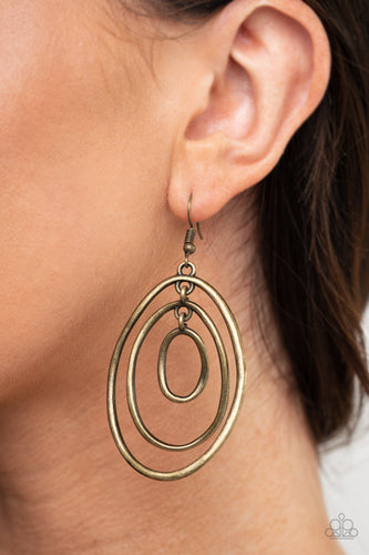 Retro Ruins- Brass Earrings- Paparazzi Accessories