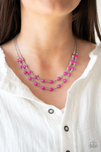 Sahara Safari- Pink and Silver Necklace- Paparazzi Accessories