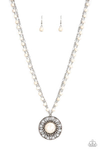 Sahara Suburb- White and Silver Necklace- Paparazzi Accessories