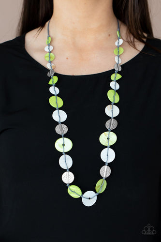 Seashore Spa- Green and Silver Necklace- Paparazzi Accessories