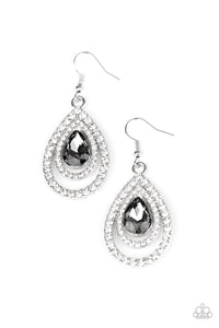 So The Story GLOWS- White and Silver Earrings- Paparazzi Accessories