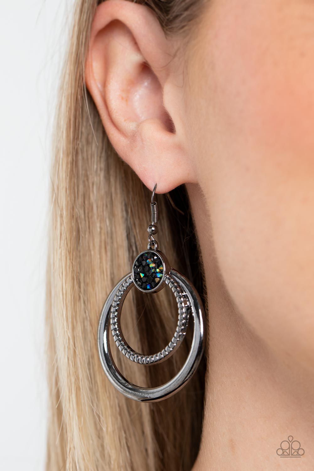 Spun Out Opulence- Multicolored Gunmetal Earrings- Paparazzi Accessories