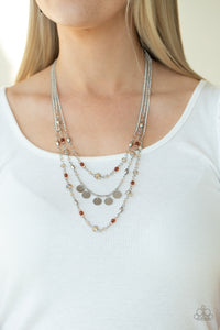 Step Out Of My Aura- Brown and Silver Necklace- Paparazzi Accessories
