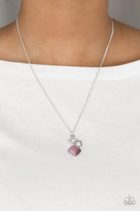 Stylishly Square- Purple and Silver Necklace- Paparazzi Accessories