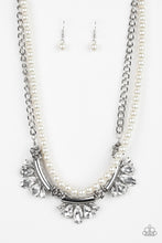 Load image into Gallery viewer, Bow Before The Queen- White and Silver Necklace- Paparazzi Accessories