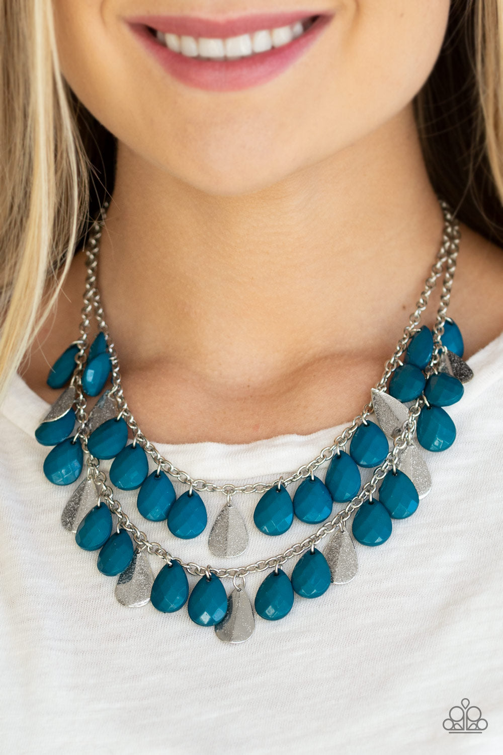 Life Of The FIESTA- Blue and Silver Necklace- Paparazzi
