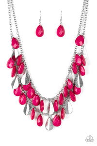 Life Of The FIESTA- Pink and Silver Necklace- Paparazzi Accessories