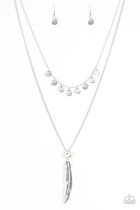 Mojave Musical- White and Silver Necklace- Paparazzi Accessories