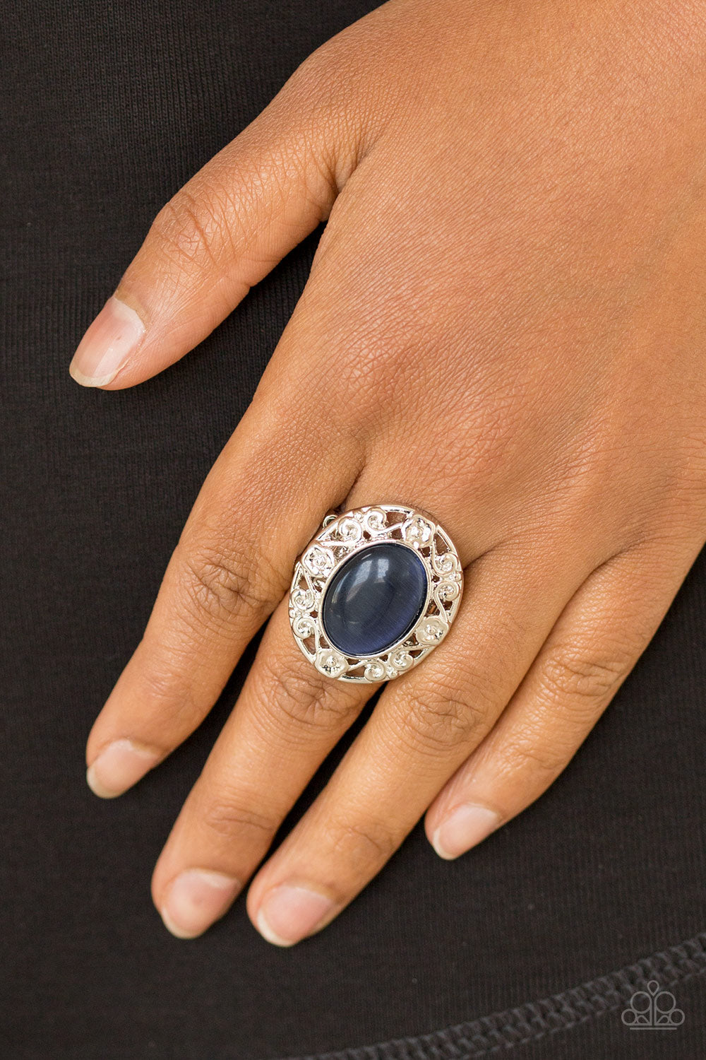 Moonlit Marigold- Blue and Silver Ring- Paparazzi Accessories