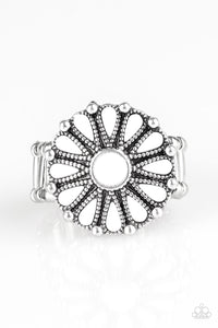 Poppy Pop-tastic- White and Silver Ring- Paparazzi Accessories