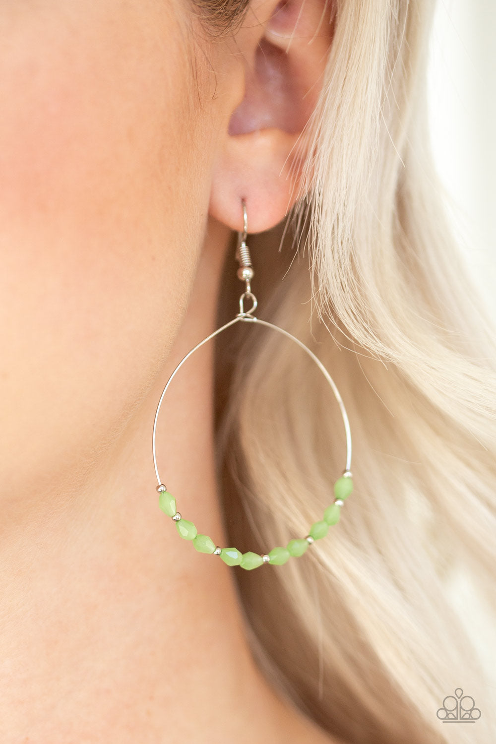 Prize Winning Sparkle- Green and Silver Earrings- Paparazzi Accessories