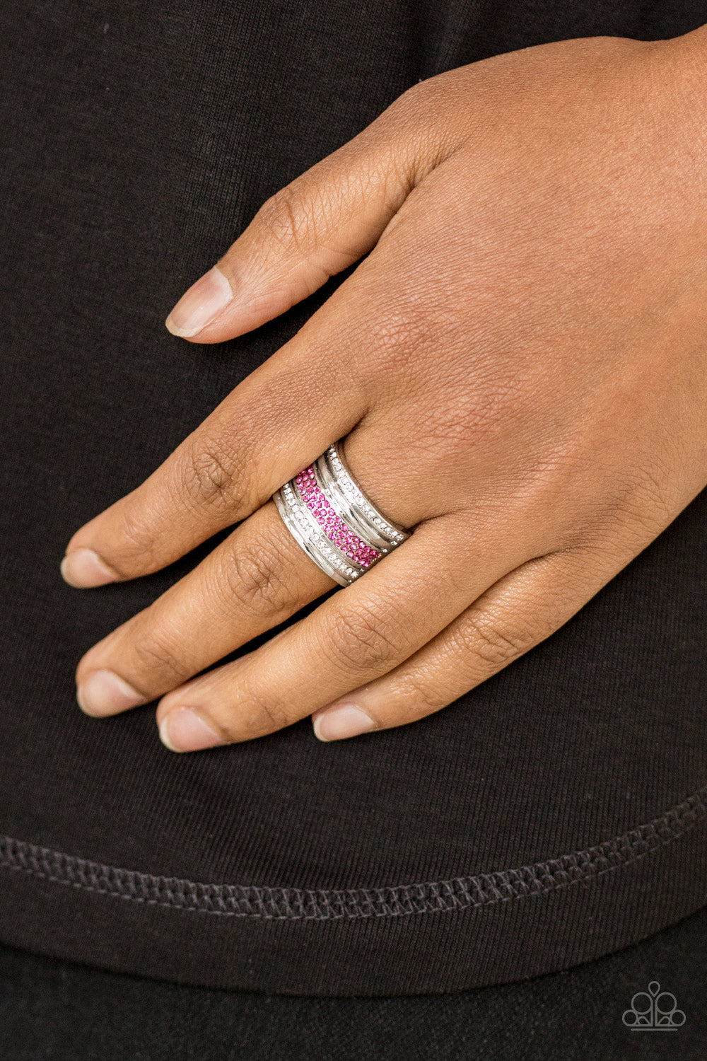 Top Dollar Drama- Pink and Silver Ring- Paparazzi Accessories