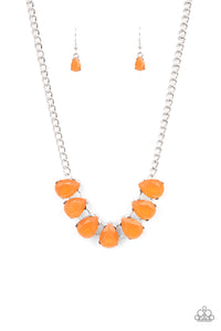 Above The Clouds- Orange and Silver Necklace- Paparazzi Accessories