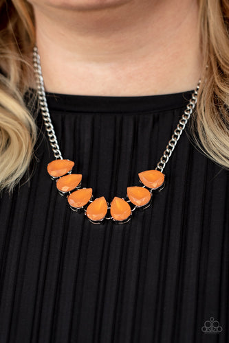 Above The Clouds- Orange and Silver Necklace- Paparazzi Accessories