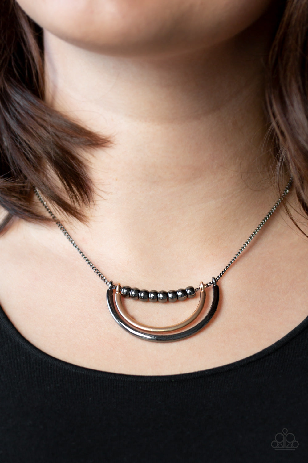 Artificial Arches- Gold and Gunmetal Necklace- Paparazzi Accessories