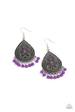 Load image into Gallery viewer, Blossoming Teardrops- Purple and Silver Earrings- Paparazzi Accessories