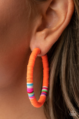 Colorfully Contagious- Orange Multicolored Earrings- Paparazzi Accessories