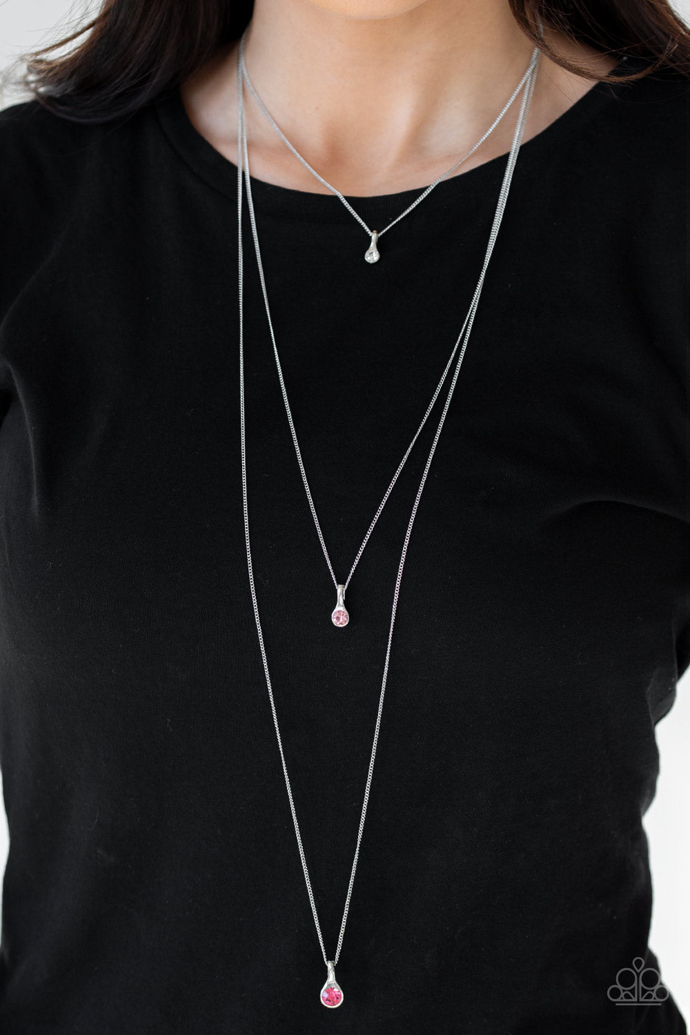 Crystal Chic- Pink and Silver Necklace- Paparazzi Accessories