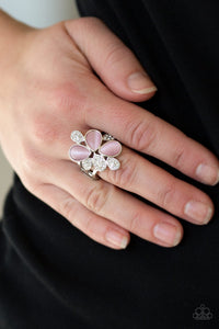 Diamond Daisies- Pink and Silver Ring- Paparazzi Accessories