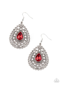 Eat, Drink, and BEAM Merry- Red and Silver Earrings- Paparazzi Accessories