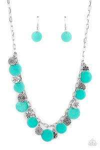 Flower Powered- Blue and Silver Necklace- Paparazzi Accessories