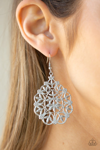 Garden Party Princess- White and Silver Earrings- Paparazzi Accessories
