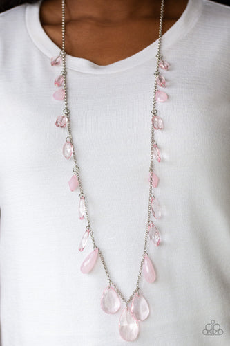 GLOW And Steady Wins The Race- Pink and Silver Necklace- Paparazzi Accessories