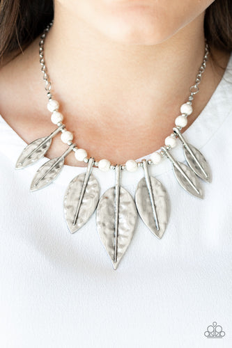 Highland Harvester- White and Silver Necklace- Paparazzi Accessories