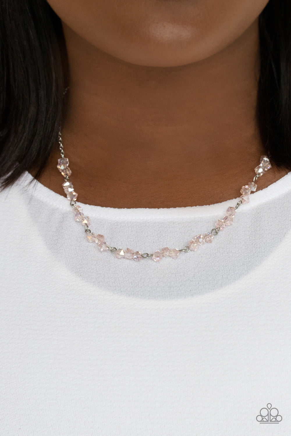 Incredibly Iridescent- Pink and Silver Necklace- Paparazzi Accessories