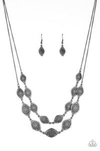 Make Yourself At HOMESTEAD- Black Gunmetal Necklace- Paparazzi Accessories
