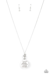 Maternal Blessings- White and Silver Necklace- Paparazzi Accessories