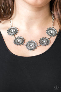 Me-dallions, Myself, and I- White and Silver Necklace- Paparazzi Accessories