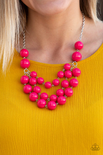 Miss Pop-YOU-larity- Pink and Silver Necklace- Paparazzi Accessories