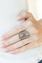 Load image into Gallery viewer, Mojave Rays- Red and Silver Ring- Paparazzi Accessories