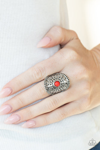 Mojave Rays- Red and Silver Ring- Paparazzi Accessories